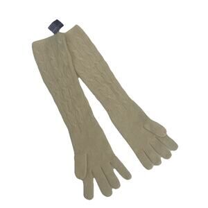 Ralph Lauren Purple Label Cashmere Long Gloves Cable Knit Cream Women’s NWT